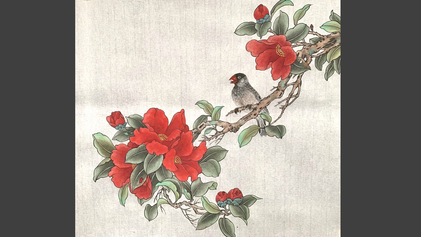 Gongbi Painting (5) – Camellia Flower & Bird